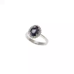 Anello Kate con Iolite 9x7mm e 18 Diamanti in Oro Bianco