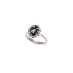 Kate White Gold Ring with Iolite and Diamonds