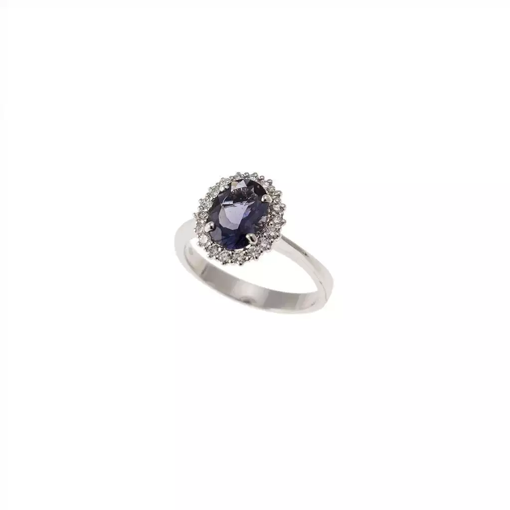 Kate White Gold Ring with Iolite and Diamonds