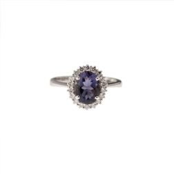 Kate White Gold Ring with Iolite and Diamonds