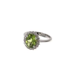 Kate White Gold Ring with Peridot and Diamonds