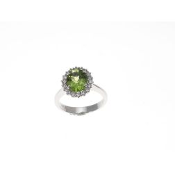 Kate White Gold Ring with Peridot and Diamonds