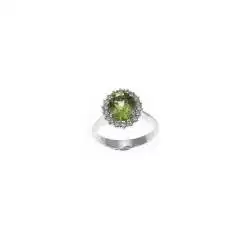 Anello Kate Oro Bianco con Peridoto 9x7mm e 18 Diamanti