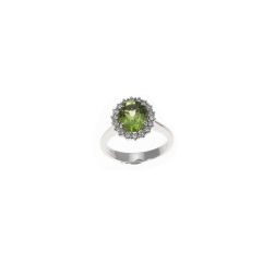 Kate White Gold Ring with Peridot and Diamonds