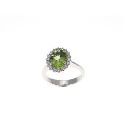 Kate White Gold Ring with Peridot and Diamonds