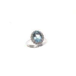 Kate White Gold Ring with Acquamarine and Diamonds