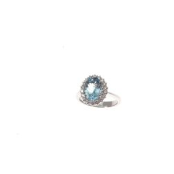 Kate White Gold Ring with Acquamarine and Diamonds