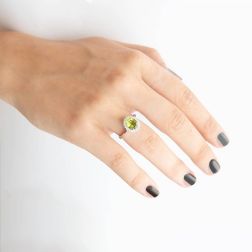 Kate White Gold Ring with Peridot and Diamonds photo worn