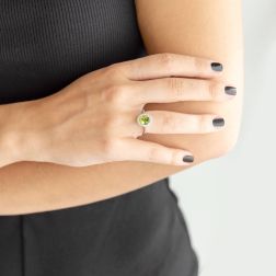 Kate White Gold Ring with Peridot and Diamonds photo worn