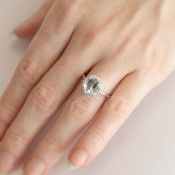 Kate White Gold Ring with Acquamarine and Diamonds photo worn