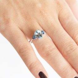 Aquamarine Solitaire Ring 10mm x 8mm and Blue Sapphires photo of worn