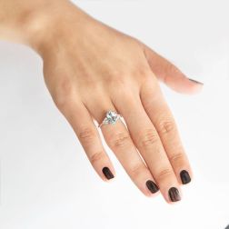 Solitaire Ring with Aquamarine 10mmx8mm and Diamonds photo worn