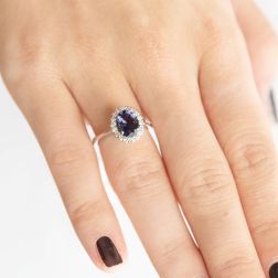 Kate White Gold Ring with Iolite and Diamonds photo of worn