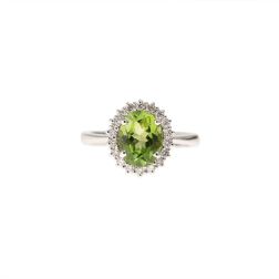 Kate White Gold Ring with Peridot and Diamonds