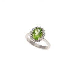Kate White Gold Ring with Peridot and Diamonds