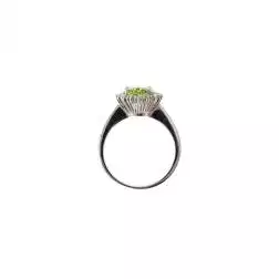 Anello Kate Oro Bianco con Peridoto 9x7mm e 18 Diamanti