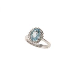 Kate White Gold Ring with Acquamarine and Diamonds