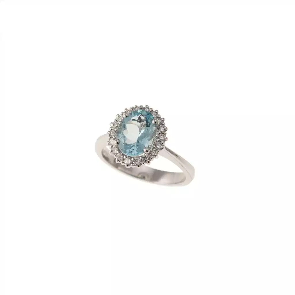 Kate White Gold Ring with Acquamarine and Diamonds