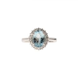 Kate White Gold Ring with Acquamarine and Diamonds