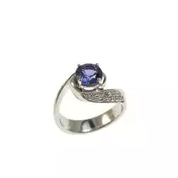 Solitario Contrariè con Tanzanite 6.50mm e 26 Diamanti