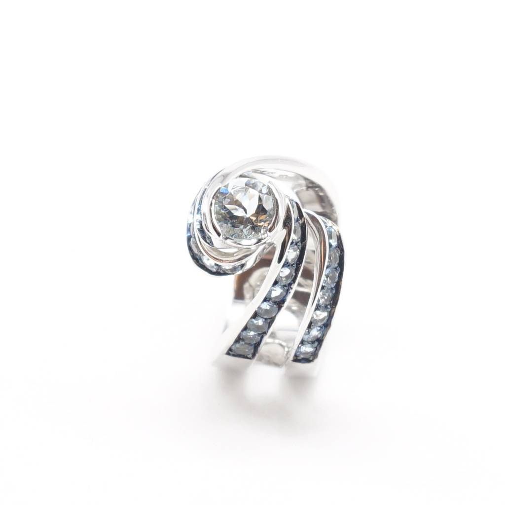 Anello Vortice acquamarina