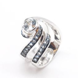 Anello Vortice acquamarina