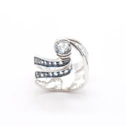 Anello Vortice acquamarina