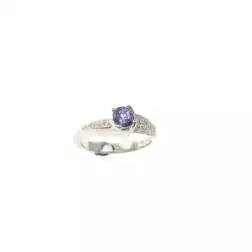 Solitario Sfalsato con Tanzanite 5,5mm e 30 Diamanti