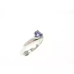 Solitario Sfalsato con Tanzanite 5,5mm e 30 Diamanti