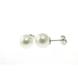 Pearl earrings 9-10mm in White Gold