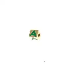 Ciondolo Iniziale Smaltata Quadrata oro giallo A Verde