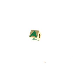 Yellow Gold Square Enameled Initial