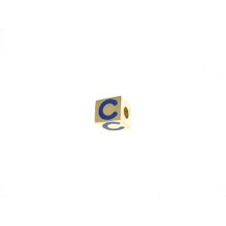 Yellow Gold Square Enameled Initial