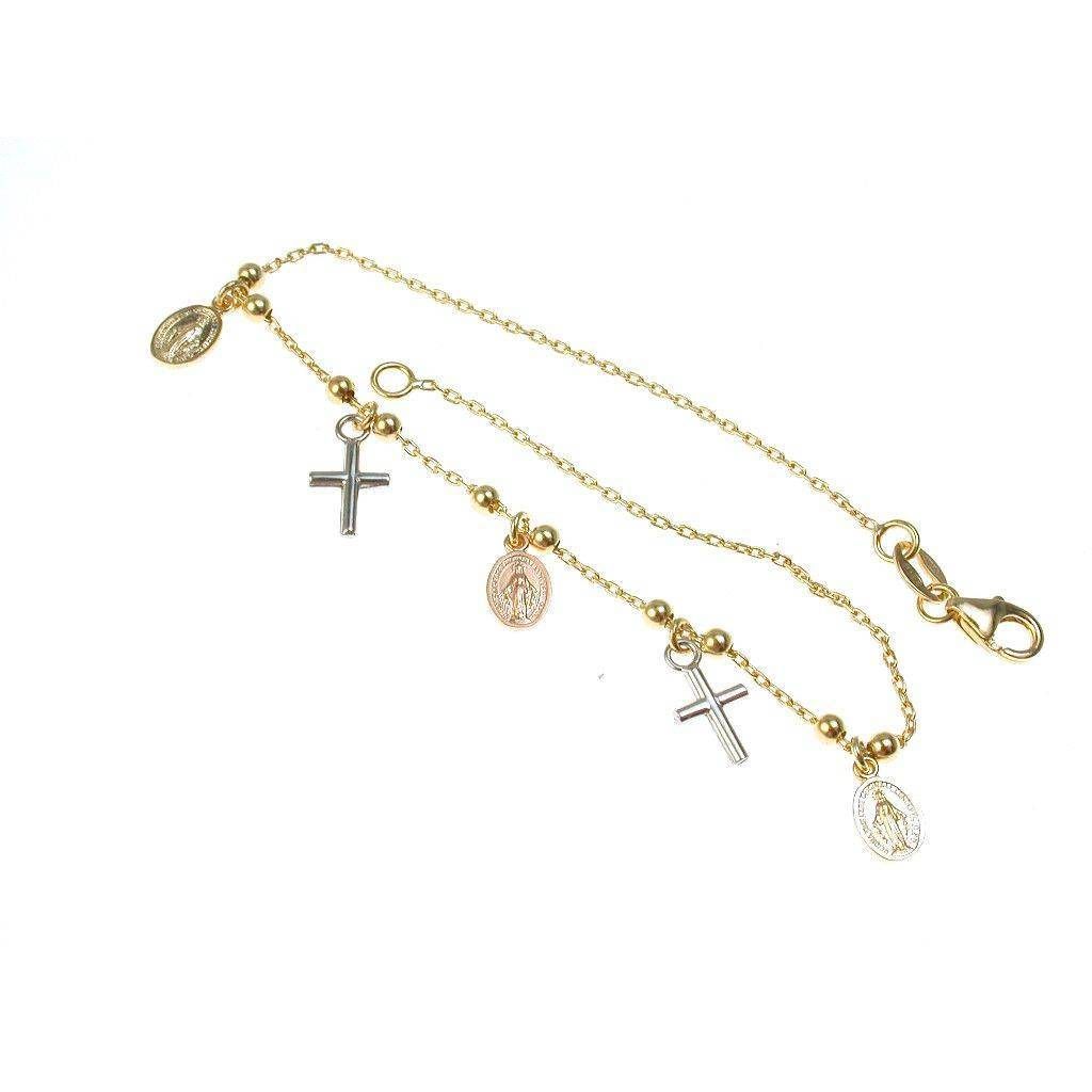 Bracciale con ciondoli Croce e Madonnina