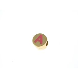 Yellow Gold Round Enameled Initial