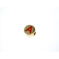 Yellow Gold Round Enameled Initial