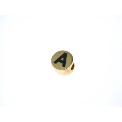 Yellow Gold Round Enameled Initial