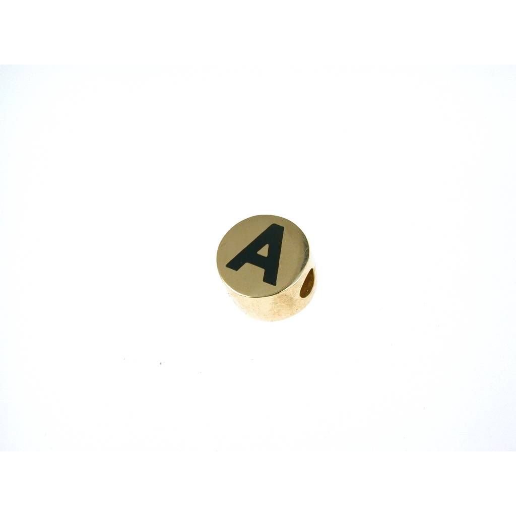 Yellow Gold Round Enameled Initial