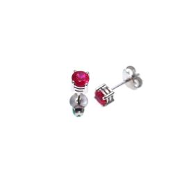 Solitaire Earring with 0,730ct Rubies Bezel with 3 circles