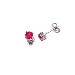 Solitaire Earring with 0,730ct Rubies Bezel with 3 circles