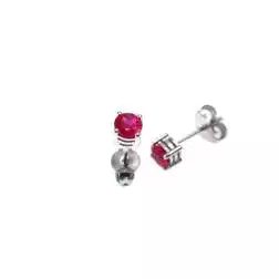 Orecchini Solitari con Rubini 0,775ct Castone a 3 cerchi