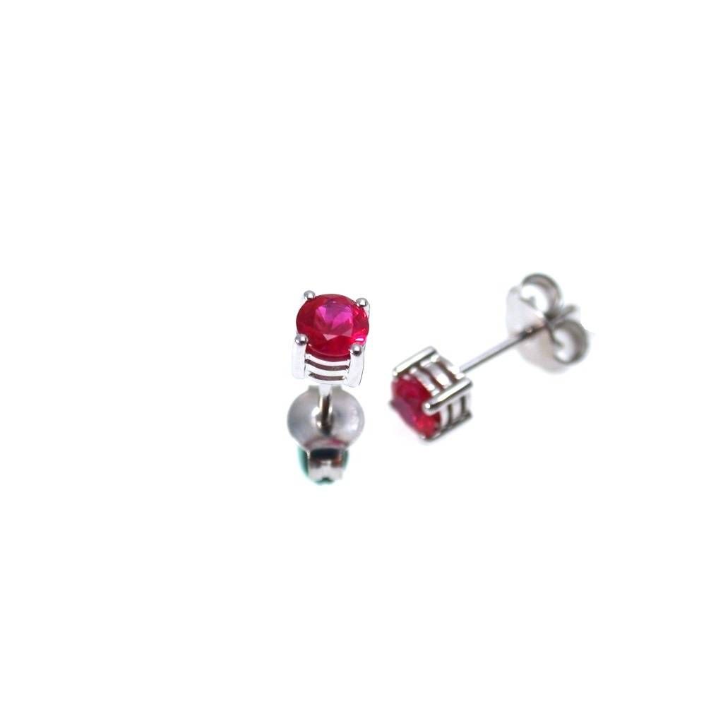 Solitaire Earrings with 0,775ct Rubies Bezel with 3 circles