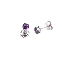 Solitaire Earring with Amethyst Bezel with 3 circles