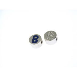 Enameled Initial Round white gold and diamonds