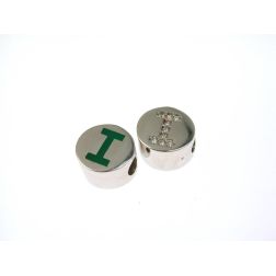 Ciondolo Iniziale Smaltata Rotonda oro bianco e diamanti I Verde