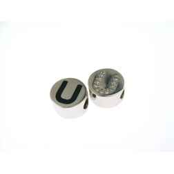 Enameled Initial Round white gold and diamonds