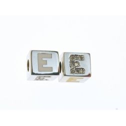 Square Enameled Initial white gold and diamonds E