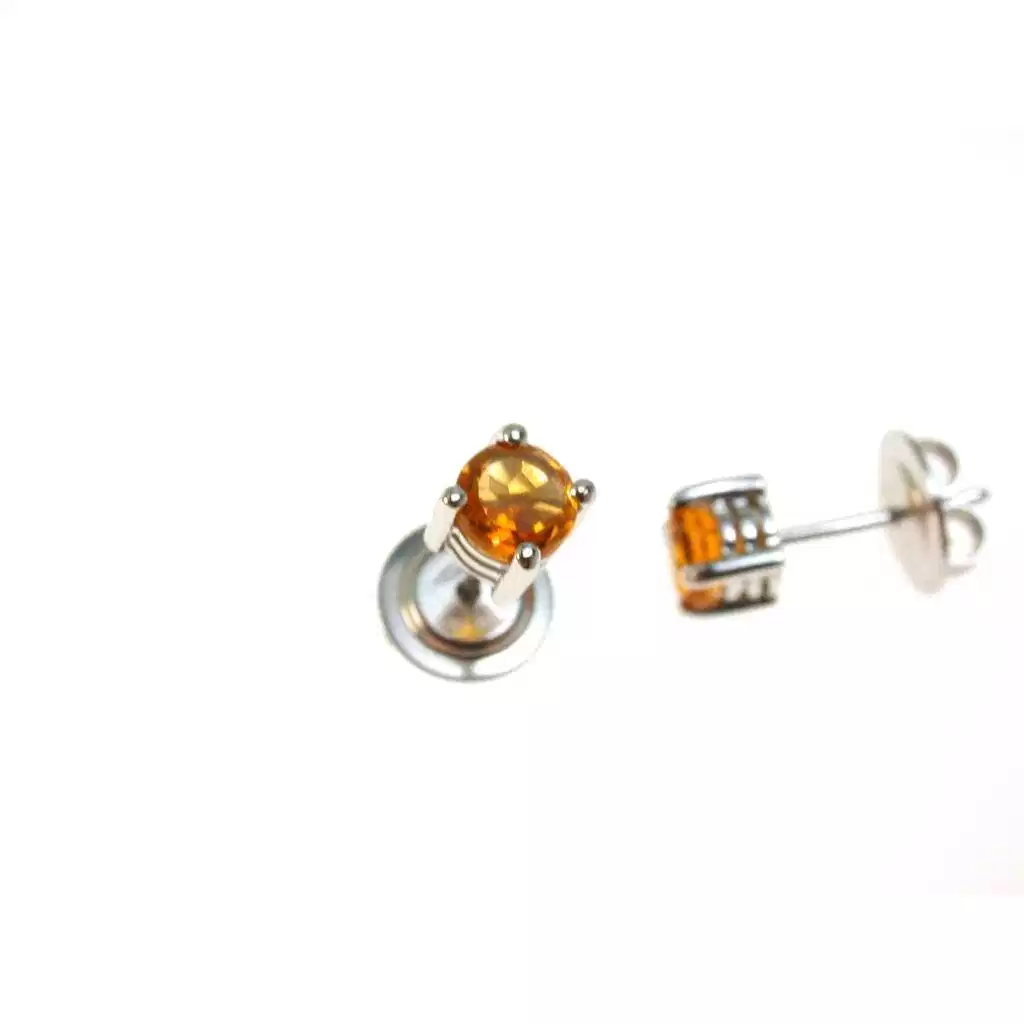 Solitaire earrings with 5mm Citrine Topaz with 3 circles