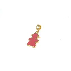 Ciondolo Sintesi Bimba smaltato Rosa su oro giallo