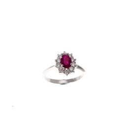 Kate ring with 7x5mm Ruby and 10 Diamonds